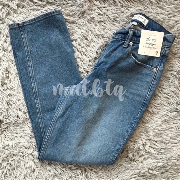 Abercrombie & Fitch Ultra High Rise The 90s Slim Straight Jeans 25 0S - Picture 4 of 4